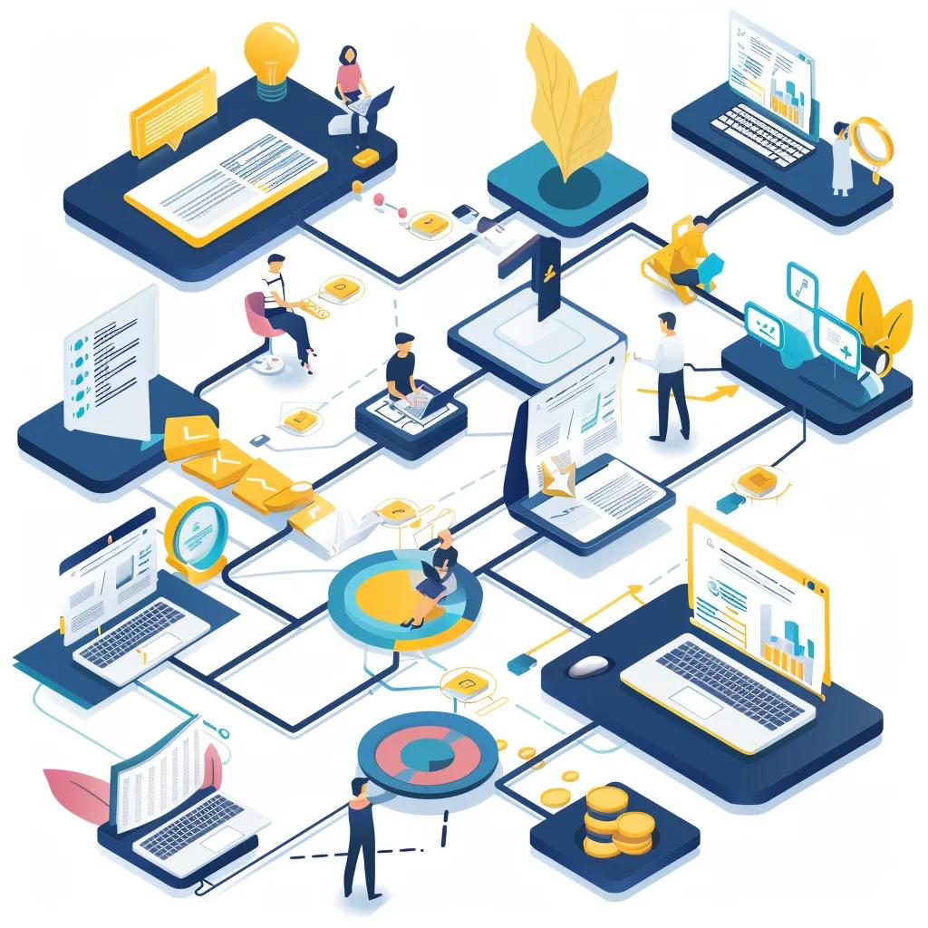 Illustration of the step-by-step eLearning localization process with diverse team collaboration