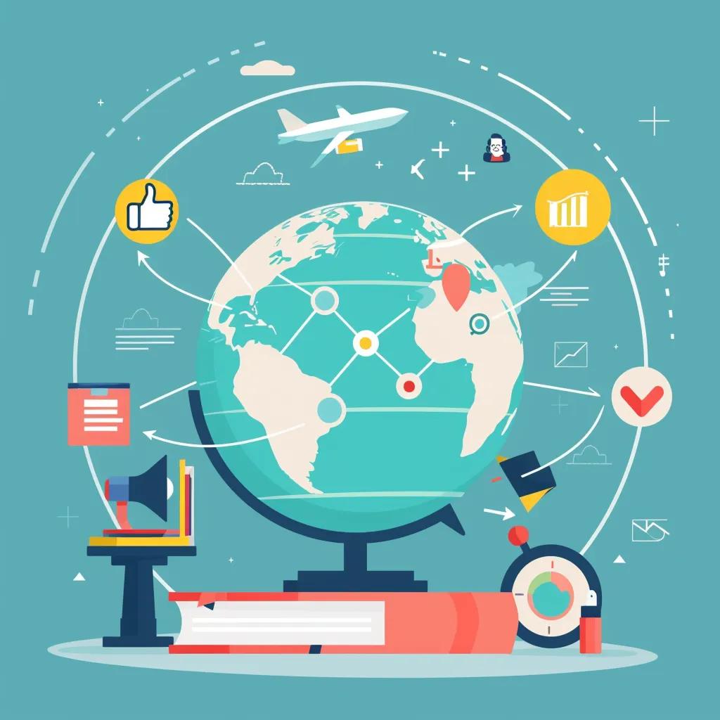 Visual representation of the benefits of eLearning localization with diverse learners and engagement symbols
