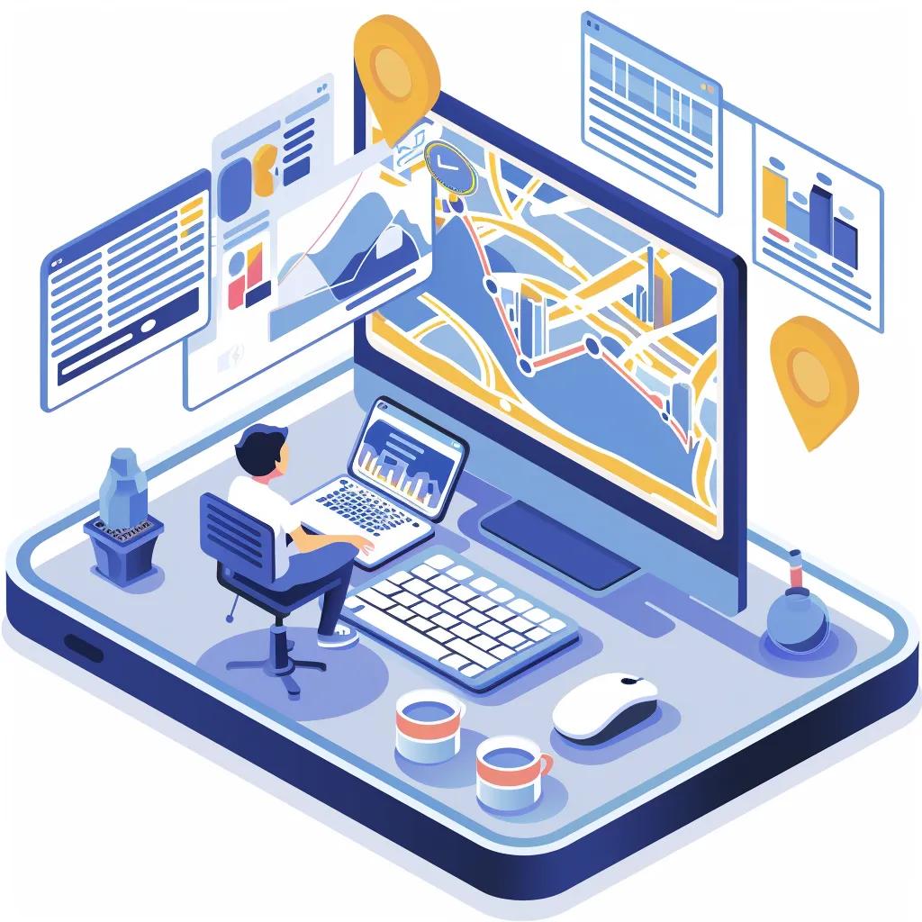 Digital marketing expert optimizing SEO strategies for localized content, showcasing analytics and local search