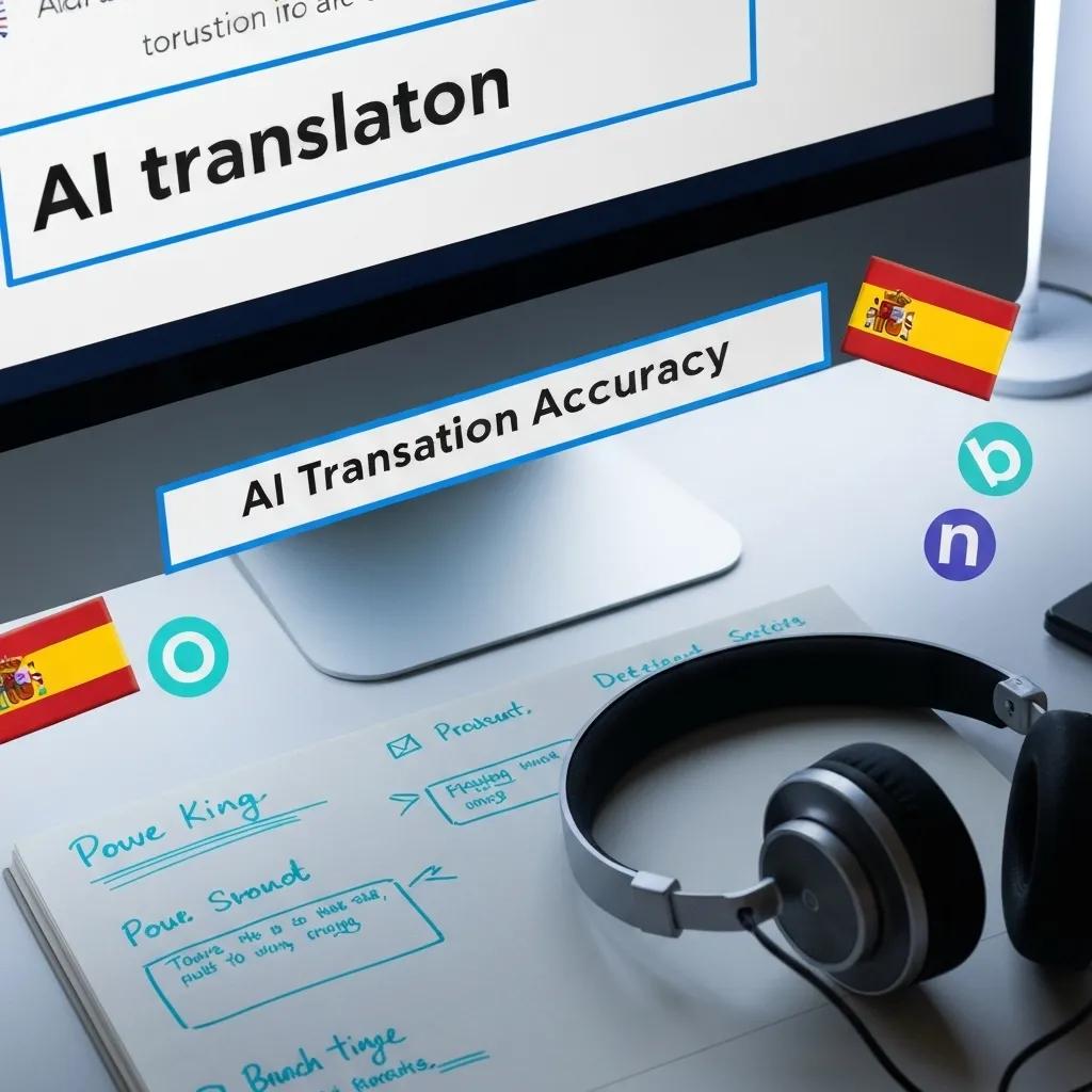 Close-up of a translation interface highlighting AI translation accuracy with language symbols