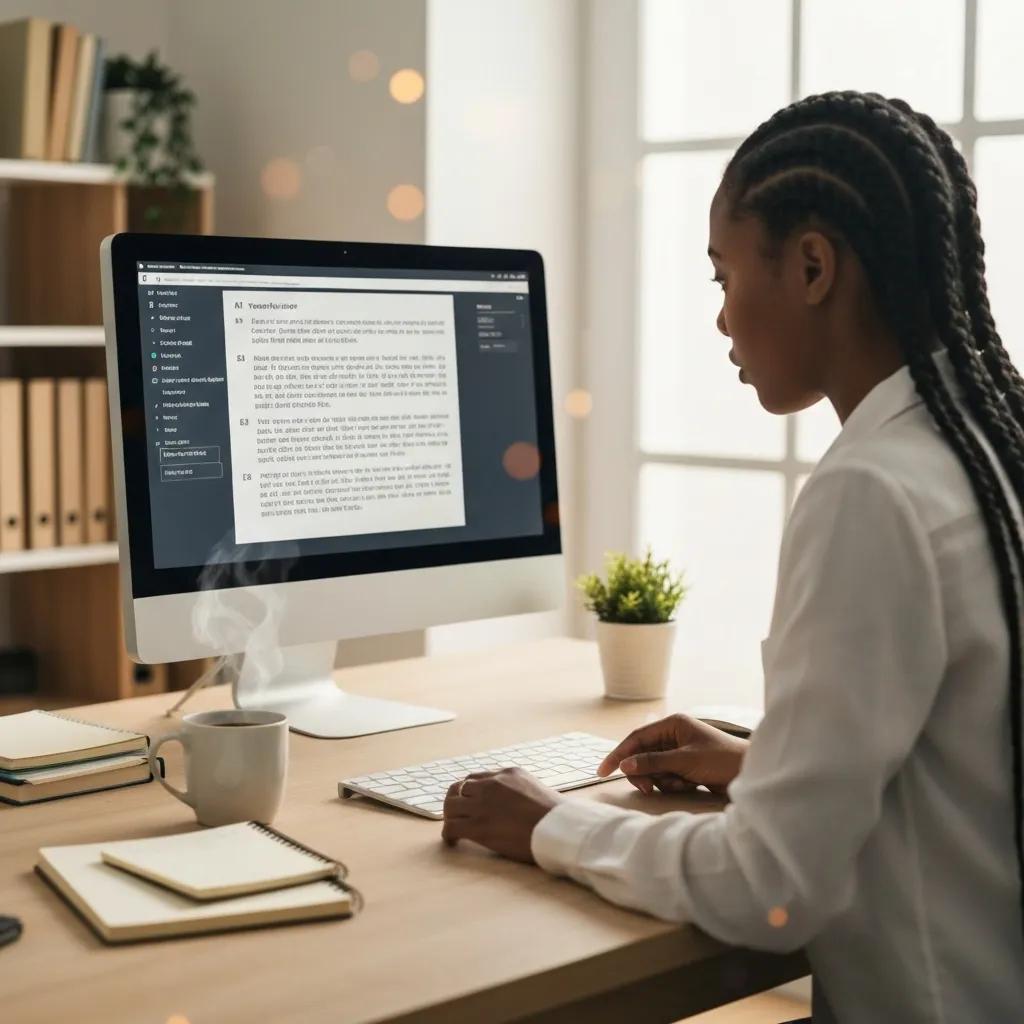 Human translator reviewing AI-generated text, highlighting the hybrid translation approach