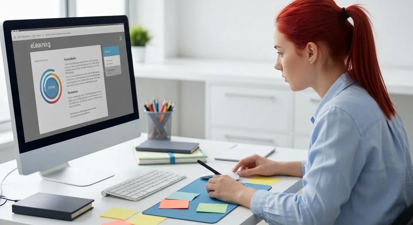 A meticulous quality assurance analyst rigorously testing localized eLearning content, highlighting the critical importance of precision and flawless functionality in translation