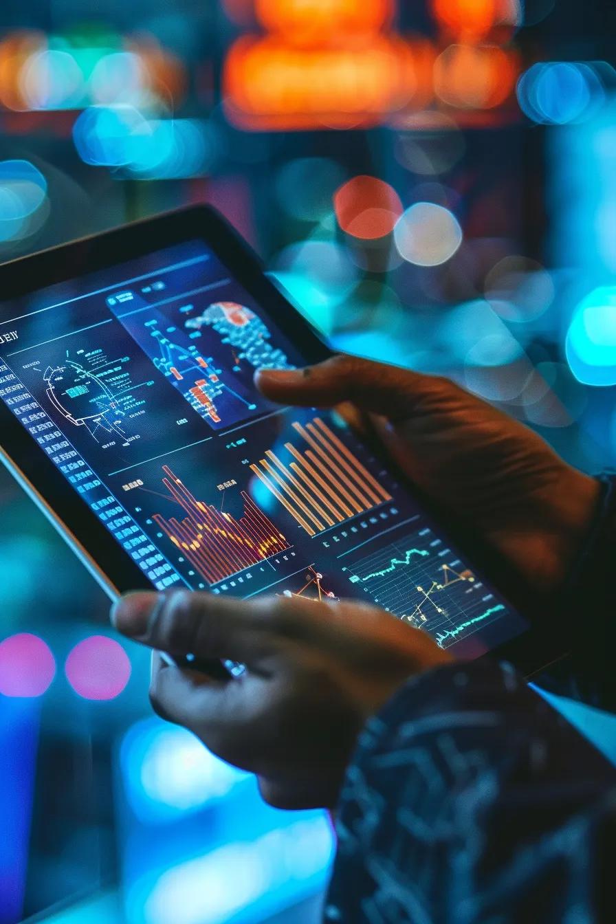 A person closely examining translation pricing models on a digital tablet