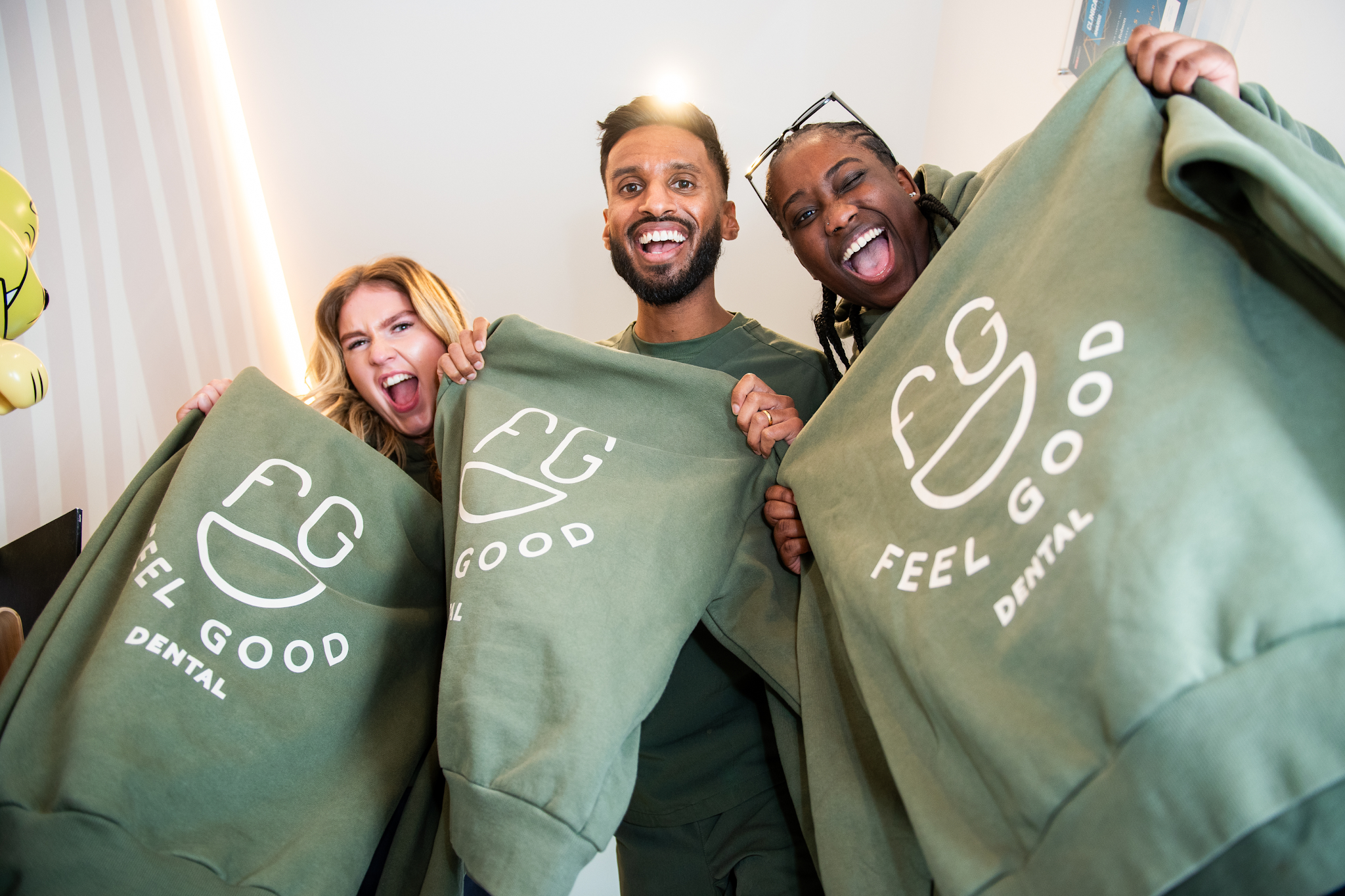 Feel Good Dental team Maddi, Niz and Tiani providing cosmetic dentistry and smile makeover treatments in Croydon