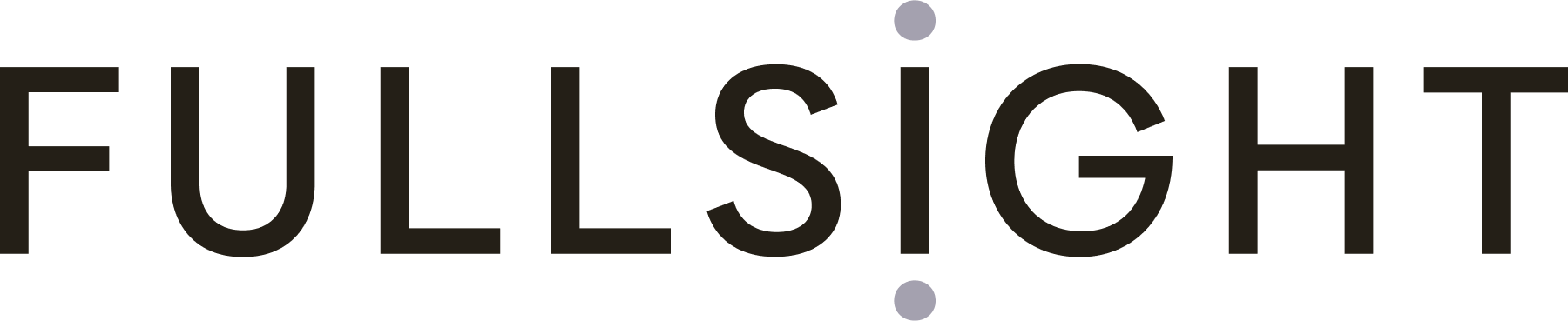 FULLSIGHT wordmark logo with two gray dots aligned vertically inside the letter I.