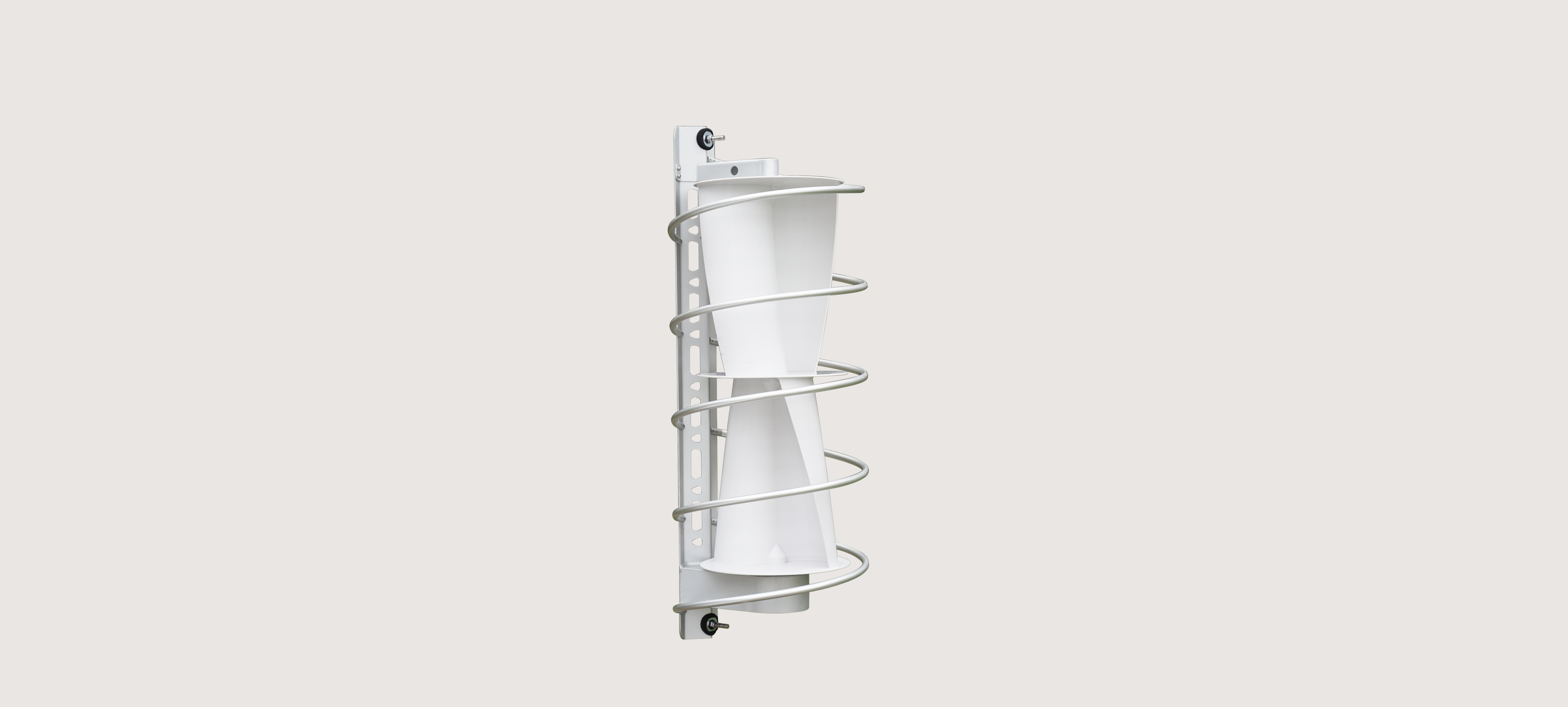 Philéole Grain Blanc silent wind turbine designed for marine energy, product overview showing vertical axis and compact form by FuturewavePhiléole Grain Blanc vertical axis wind turbine for sailboats, designed and engineered by Futurewave