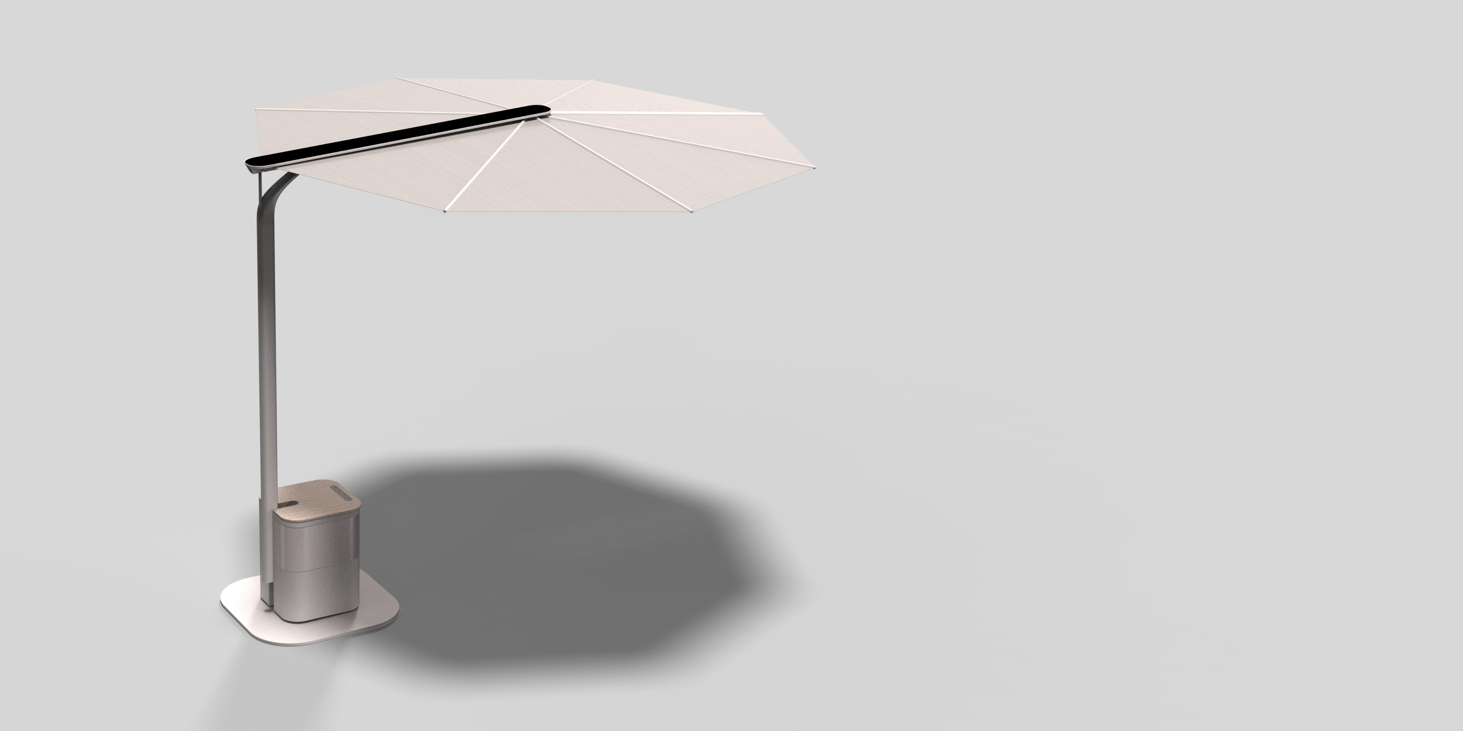 Parasmart smart parasol by Futurewave, automatic rotation and tilt with integrated electronics