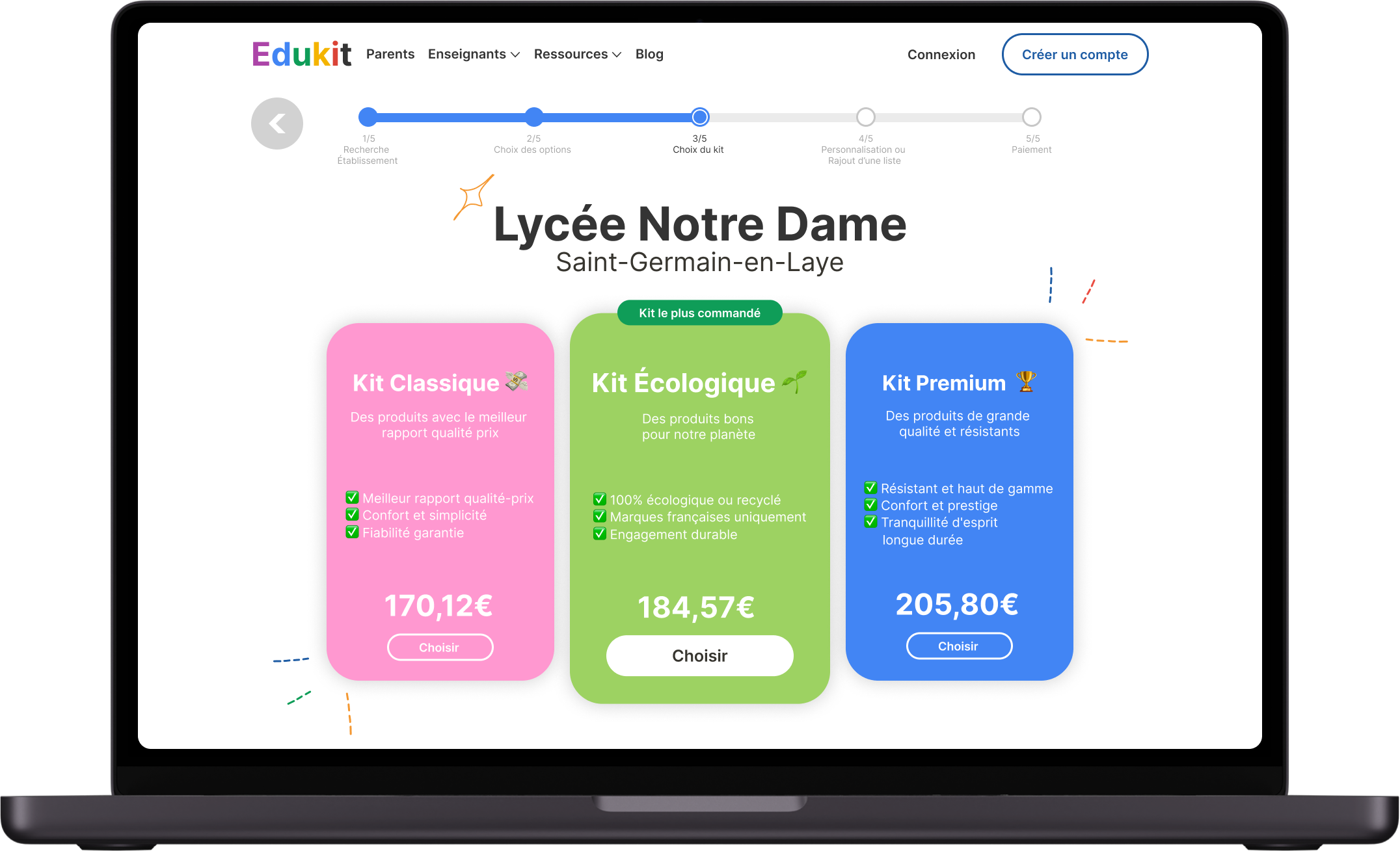 Etape 3 Edukit - Choix du kit