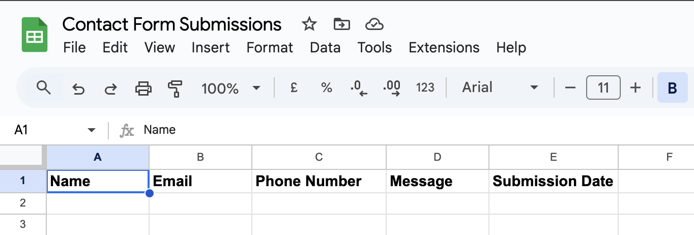 Name your Google Sheet Columns