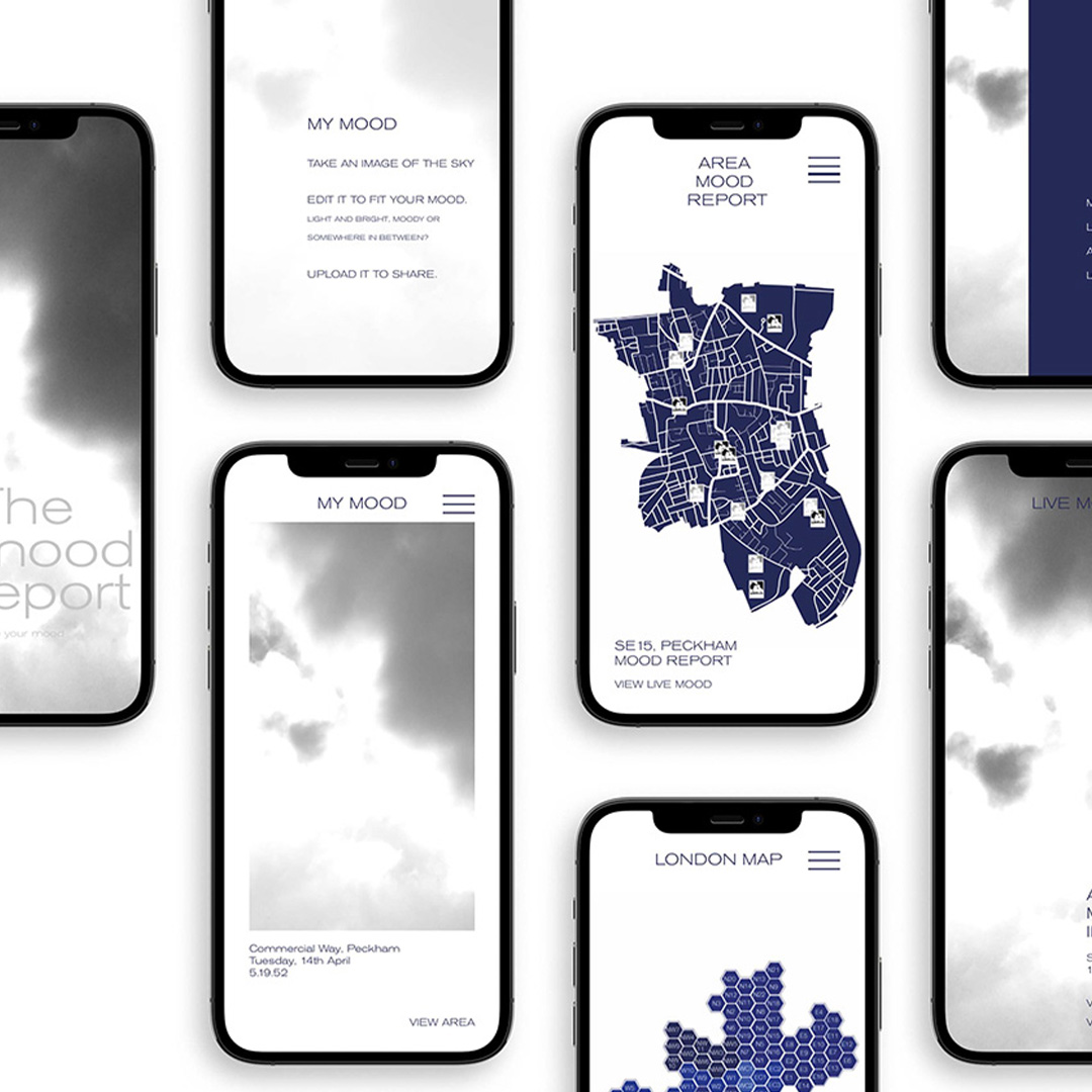 App mockups for The Mood Report app