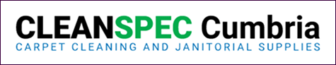 CleanSpec Cumbria logo with tagline Carpet Cleaning and Janitorial Supplies.