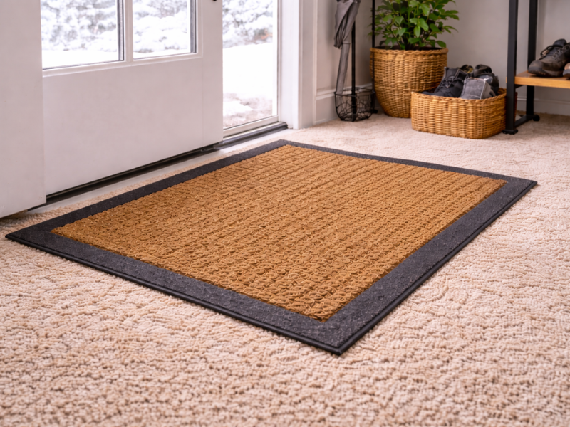 Doormat placed at entrance to protect carpet