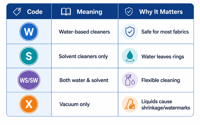 Upholstery Cleaning Codes