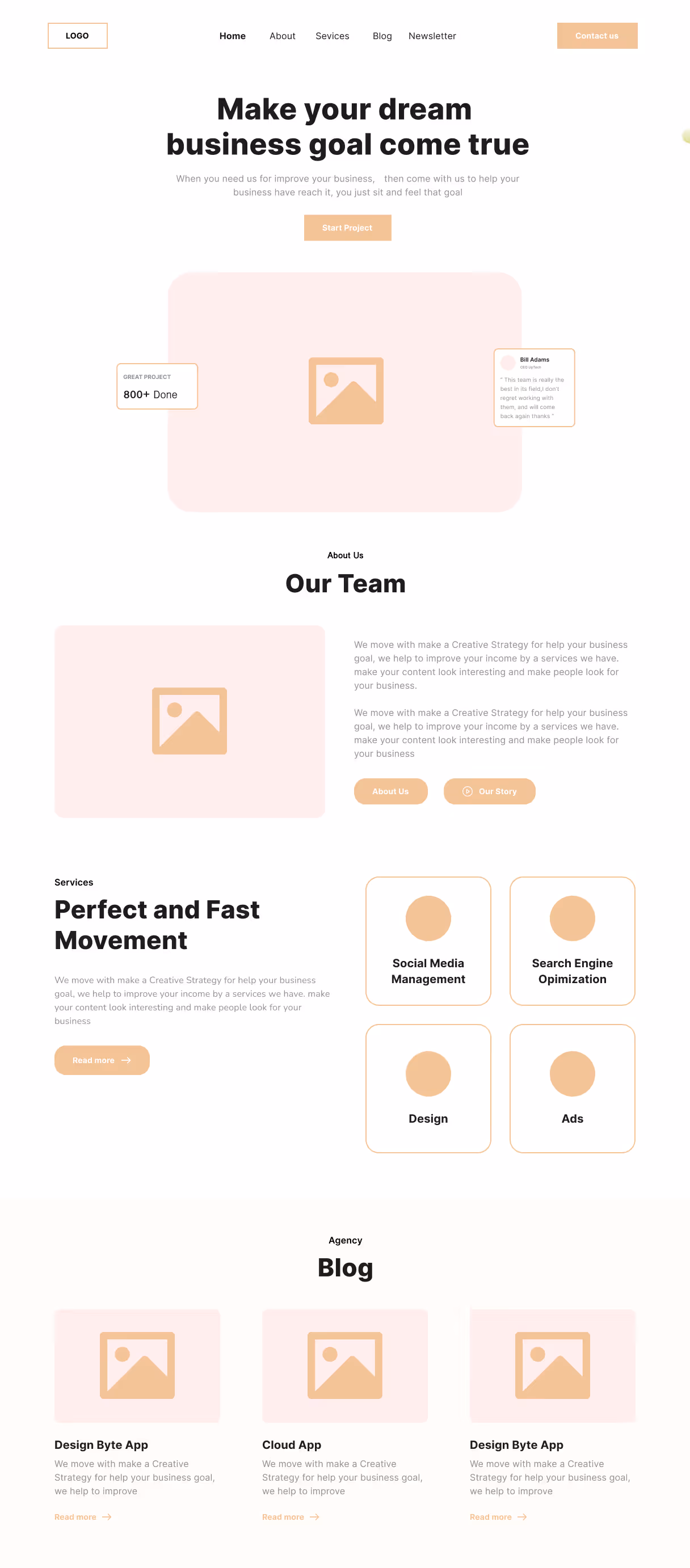 A low fidelity prototype of a landing page