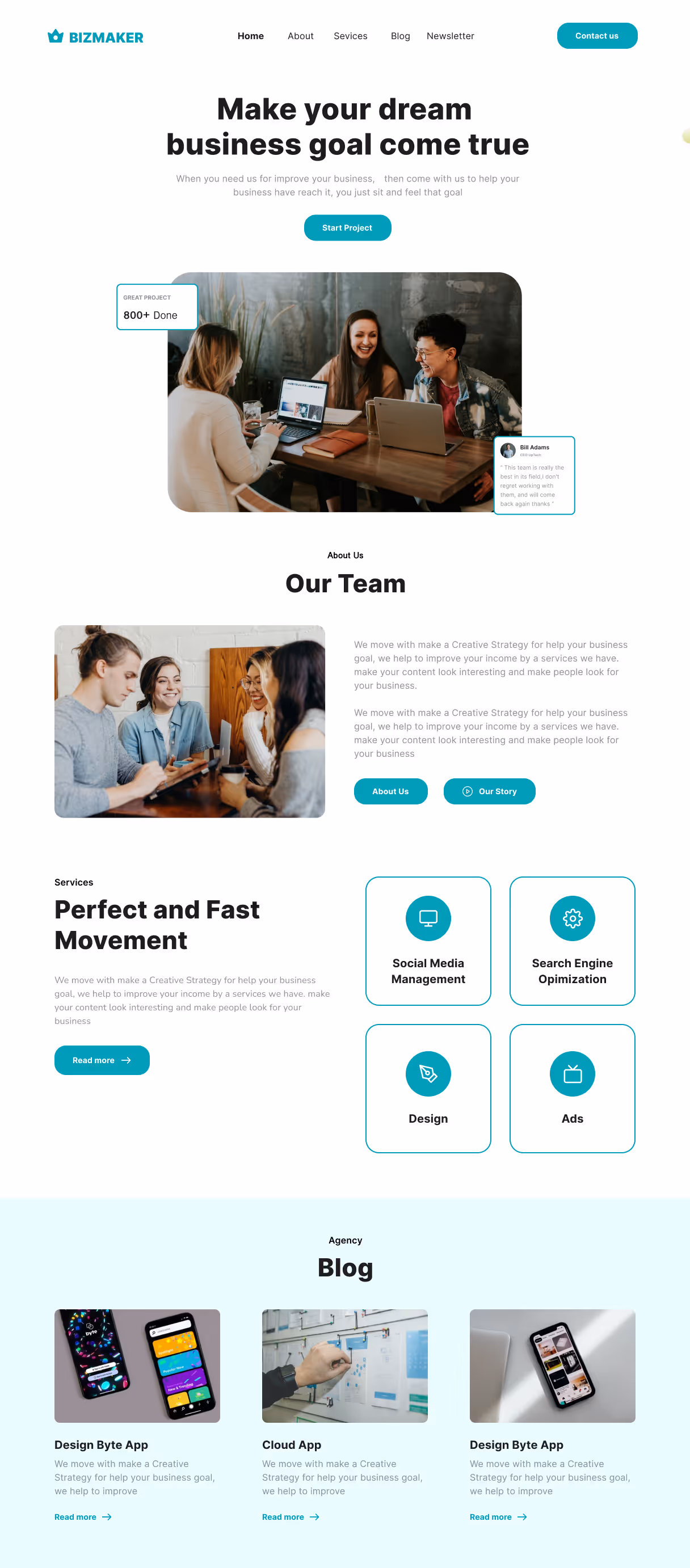 A medium fidelity prototype of a landing page