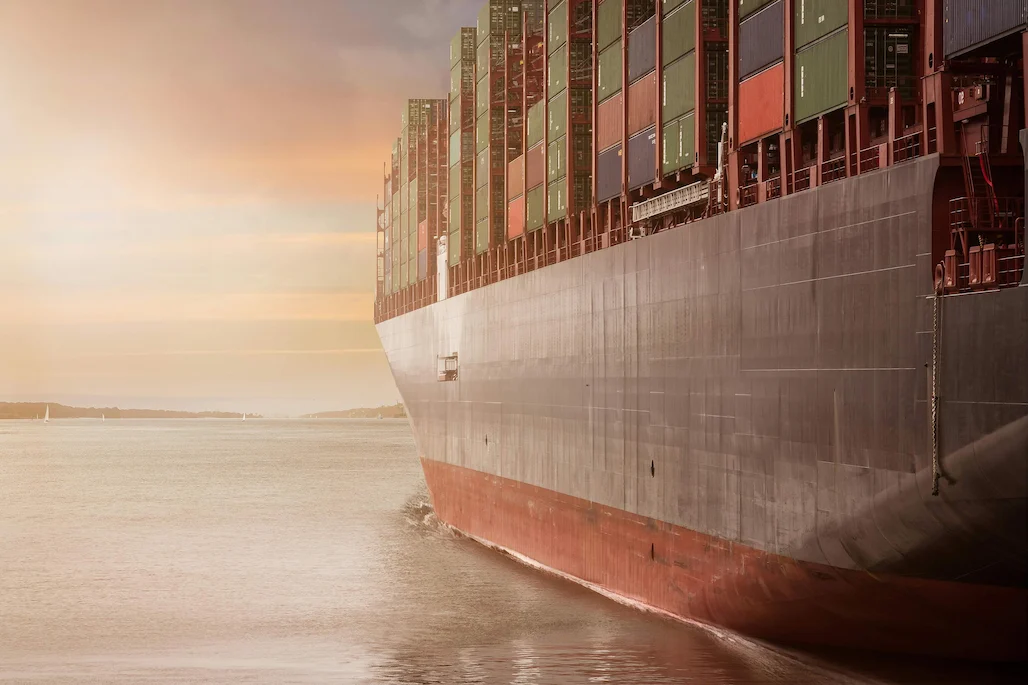 shipping boat view at angle from water