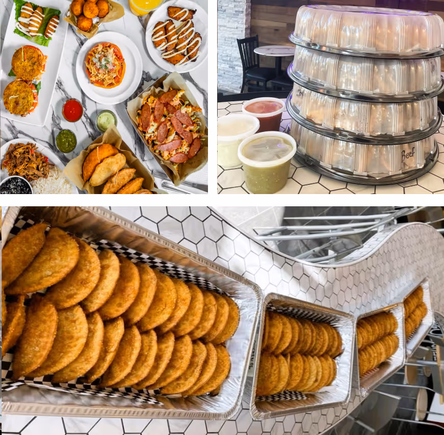 Empanadas and Latin cuisine catering trays at Empanadas and More in Morrisville, NC.