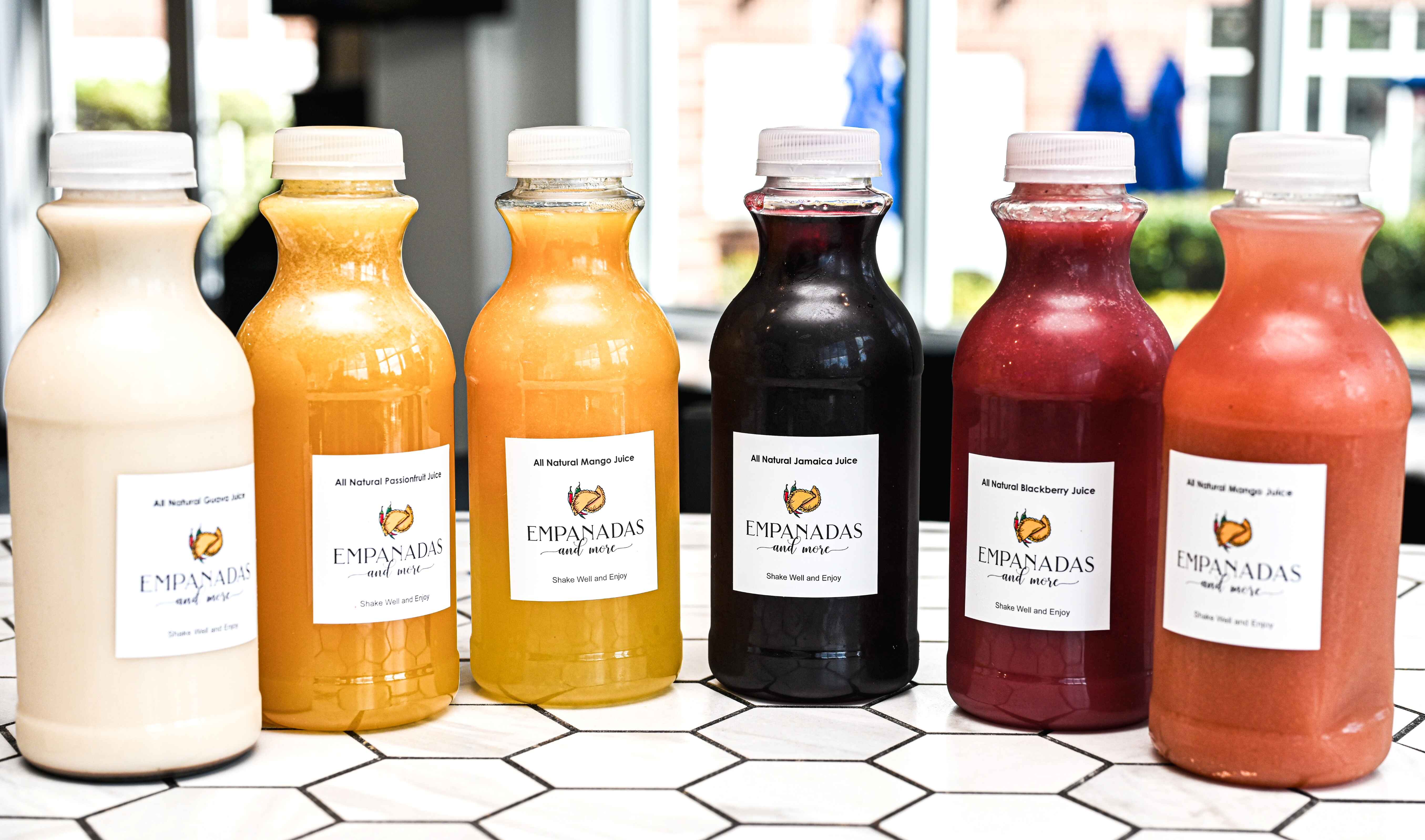 Mango, guava, passion fruit juices at Empanadas and More in Morrisville, NC.