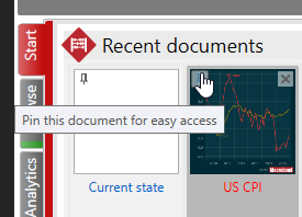 Pinning certain documents to the Macrobond's start activity