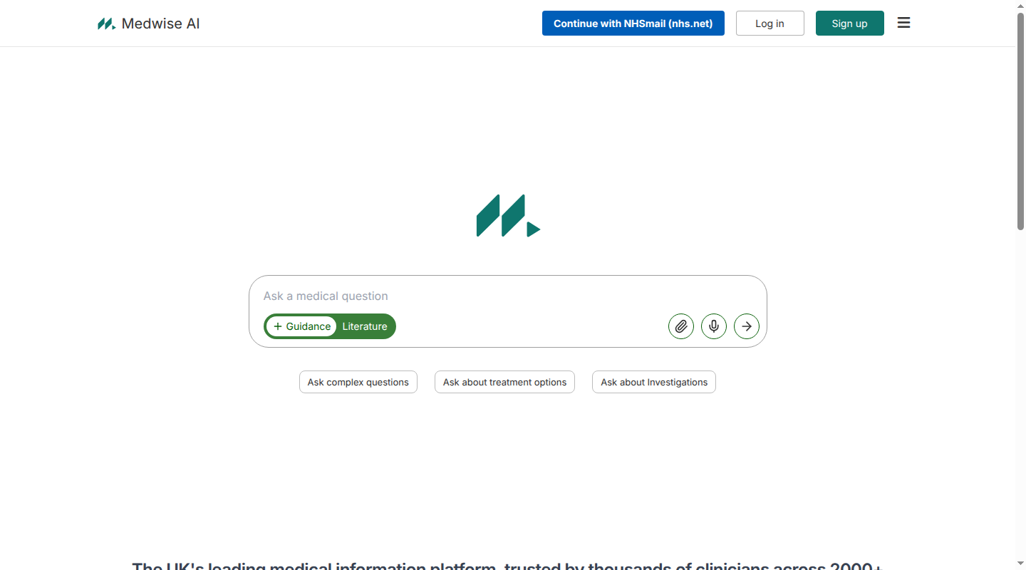 Medwise AI medical information platform homepage