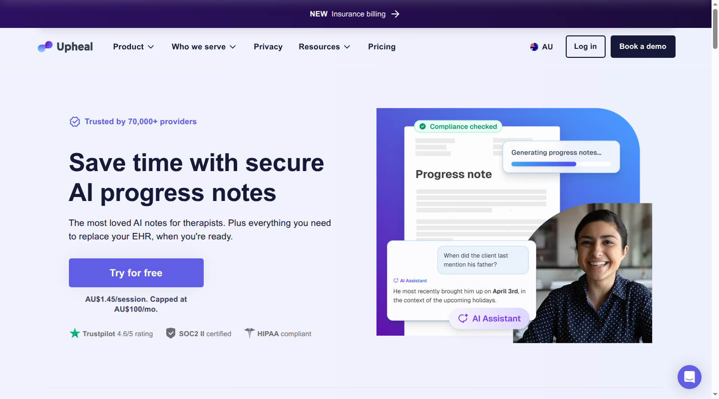 Upheal AI progress notes platform