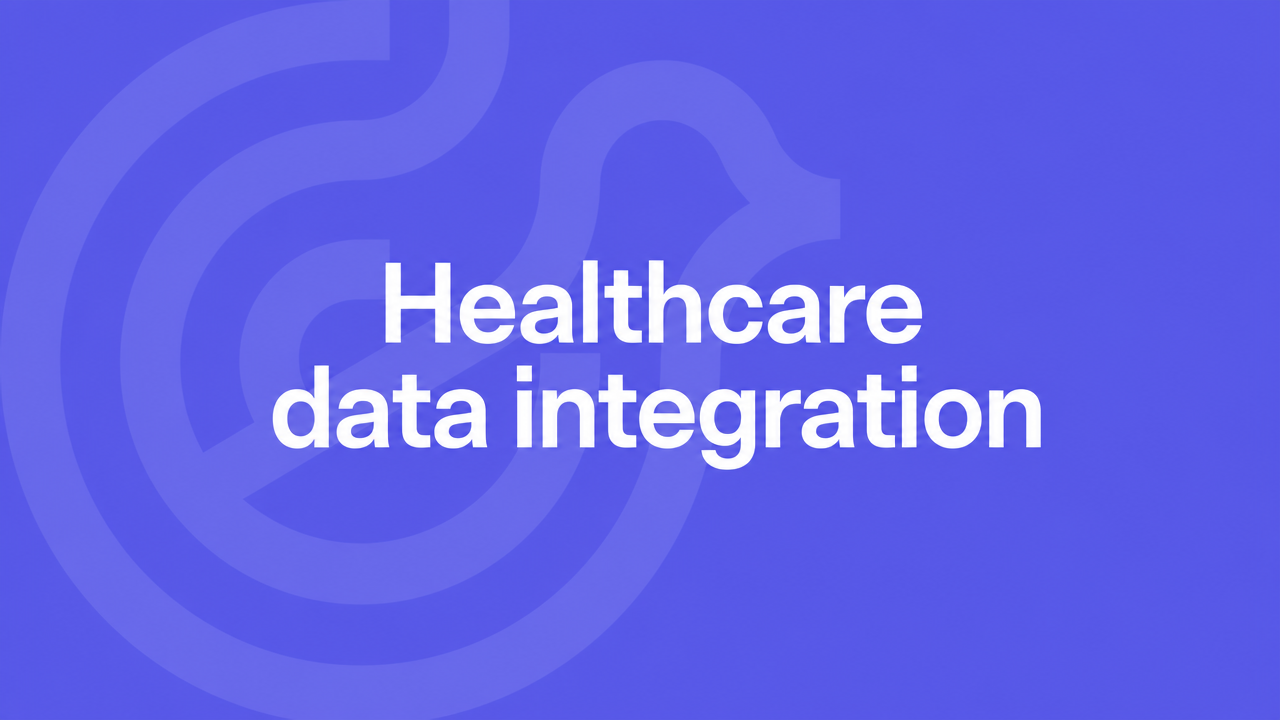 Healthcare data integration on a violet Lyrebird Health background