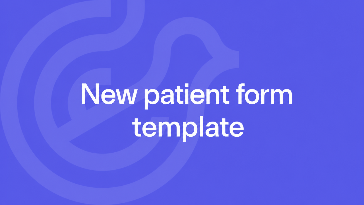 New patient form template on a violet Lyrebird Health background