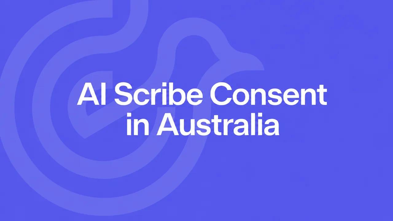 AI Scribe Consent in Australia on a violet Lyrebird Health background