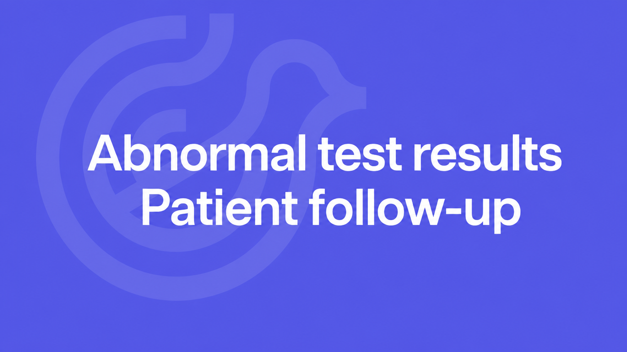 Abnormal test results: patient follow-up title card on a violet Lyrebird background