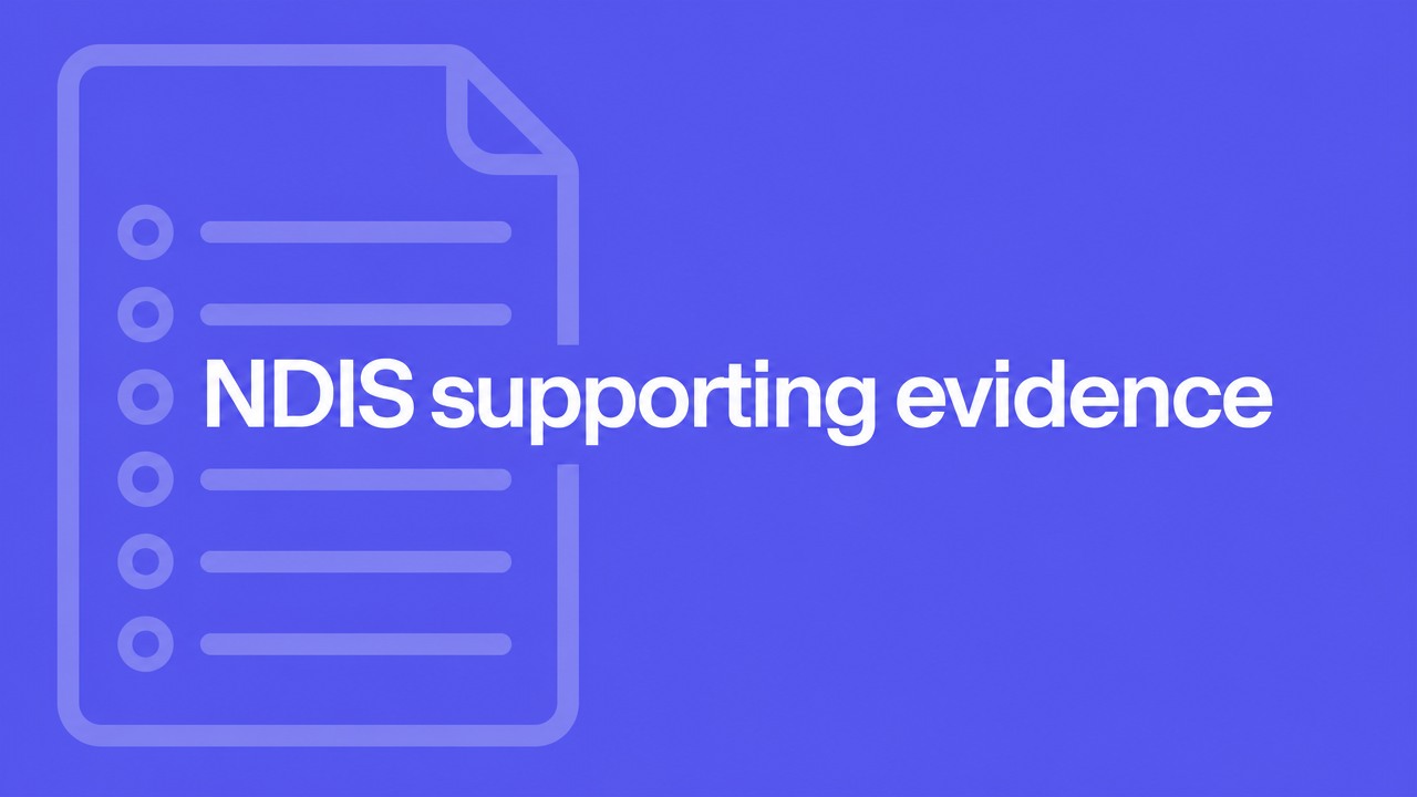 NDIS supporting evidence on a violet clinical document title card
