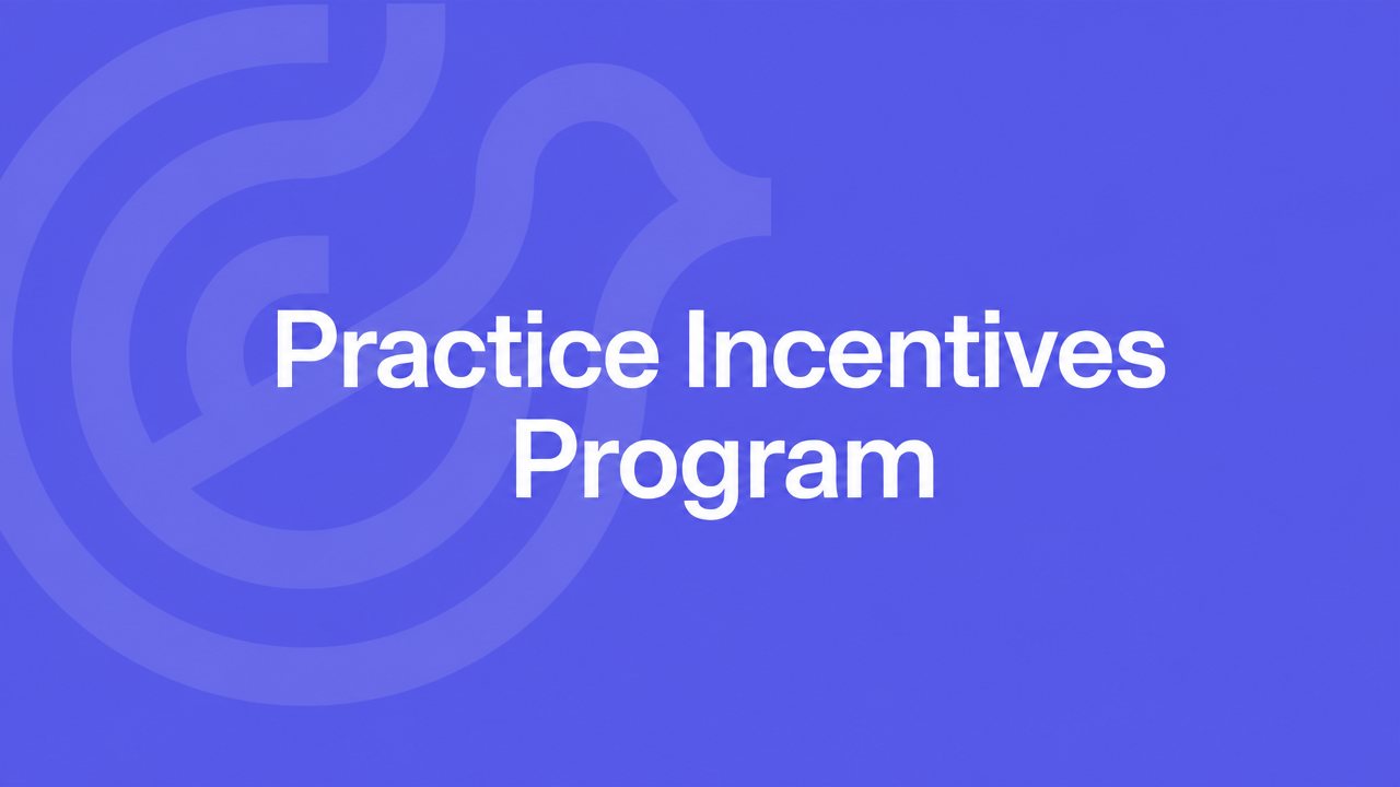 Practice Incentives Program on a violet Lyrebird title card