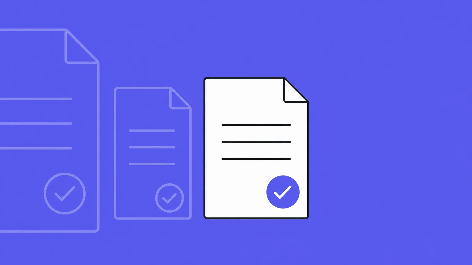One approved document template in front of older versions