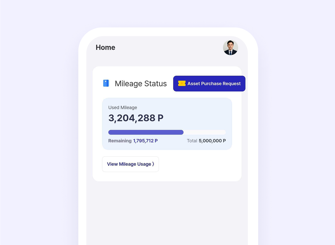 Mobile screen showing mileage status with 3,204,288 points used, 1,795,712 points remaining, and total 5 million points.