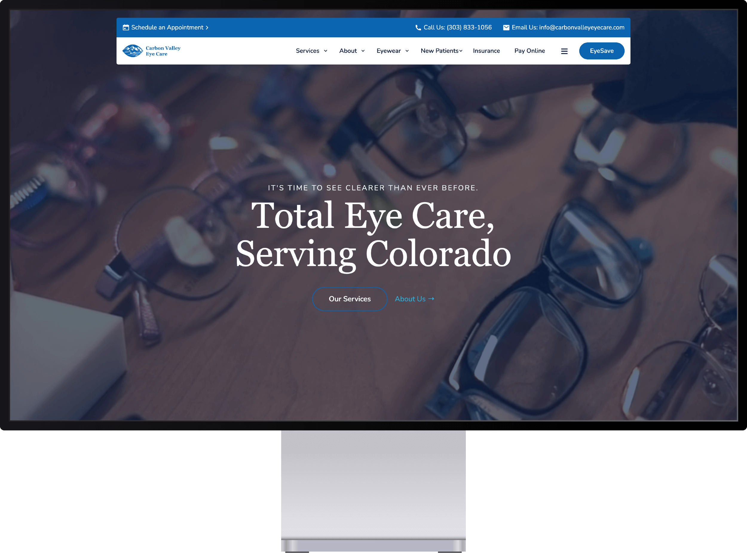 Screenshot of CVEC's homepage on a desktop