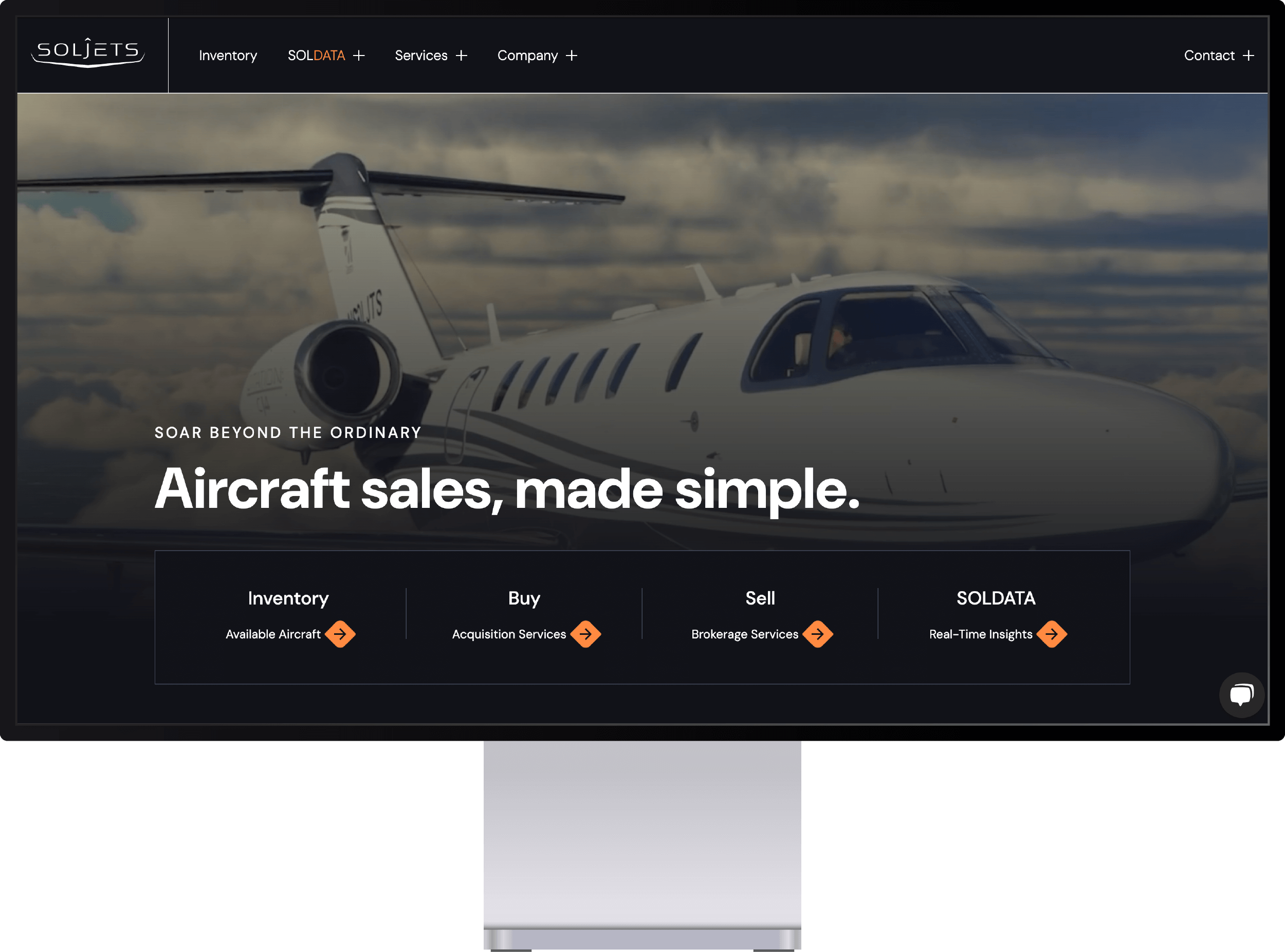 Homepage screenshot of Soljet's website