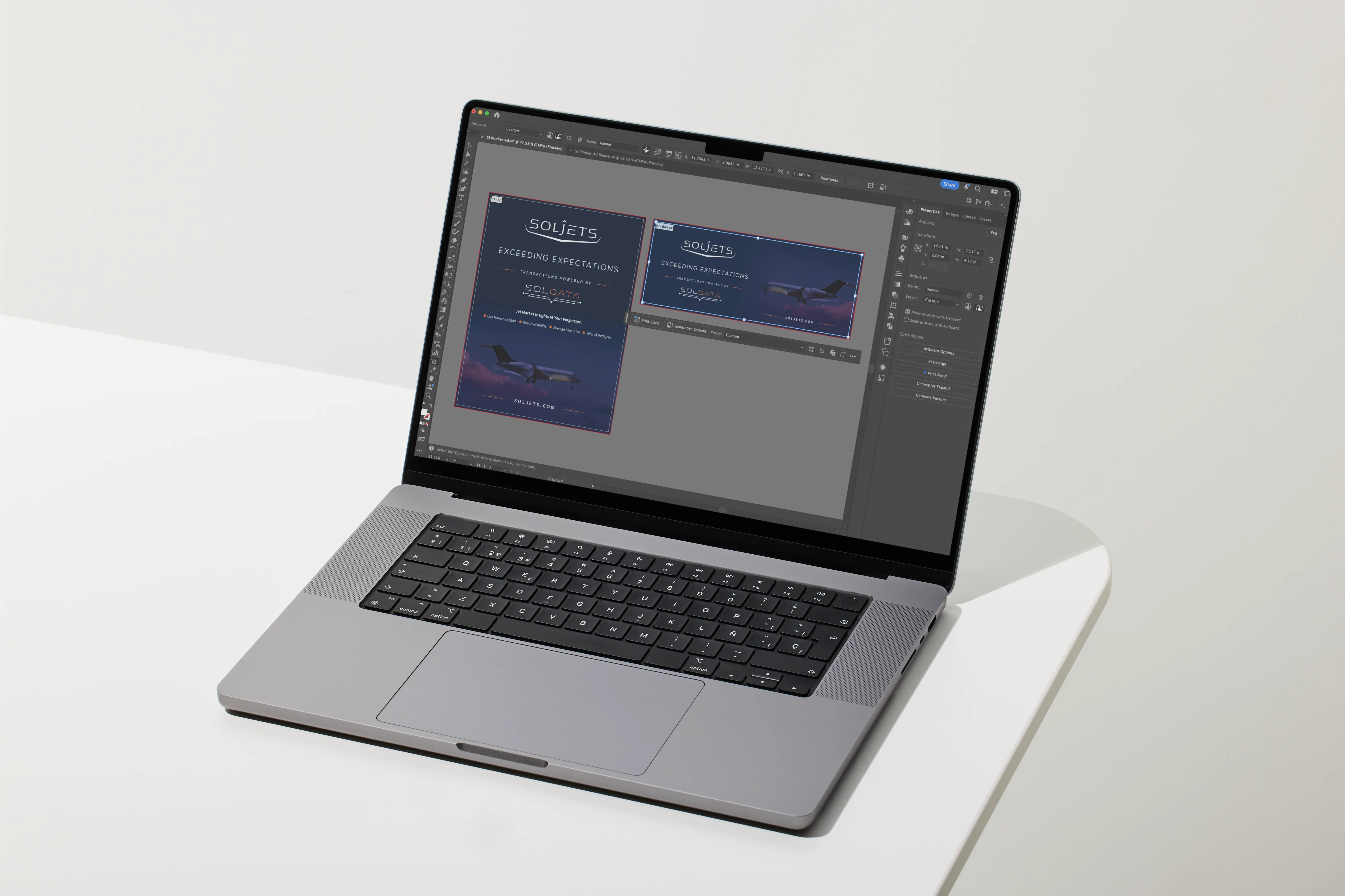 Working Adobe Illustrator file showing different design variants
