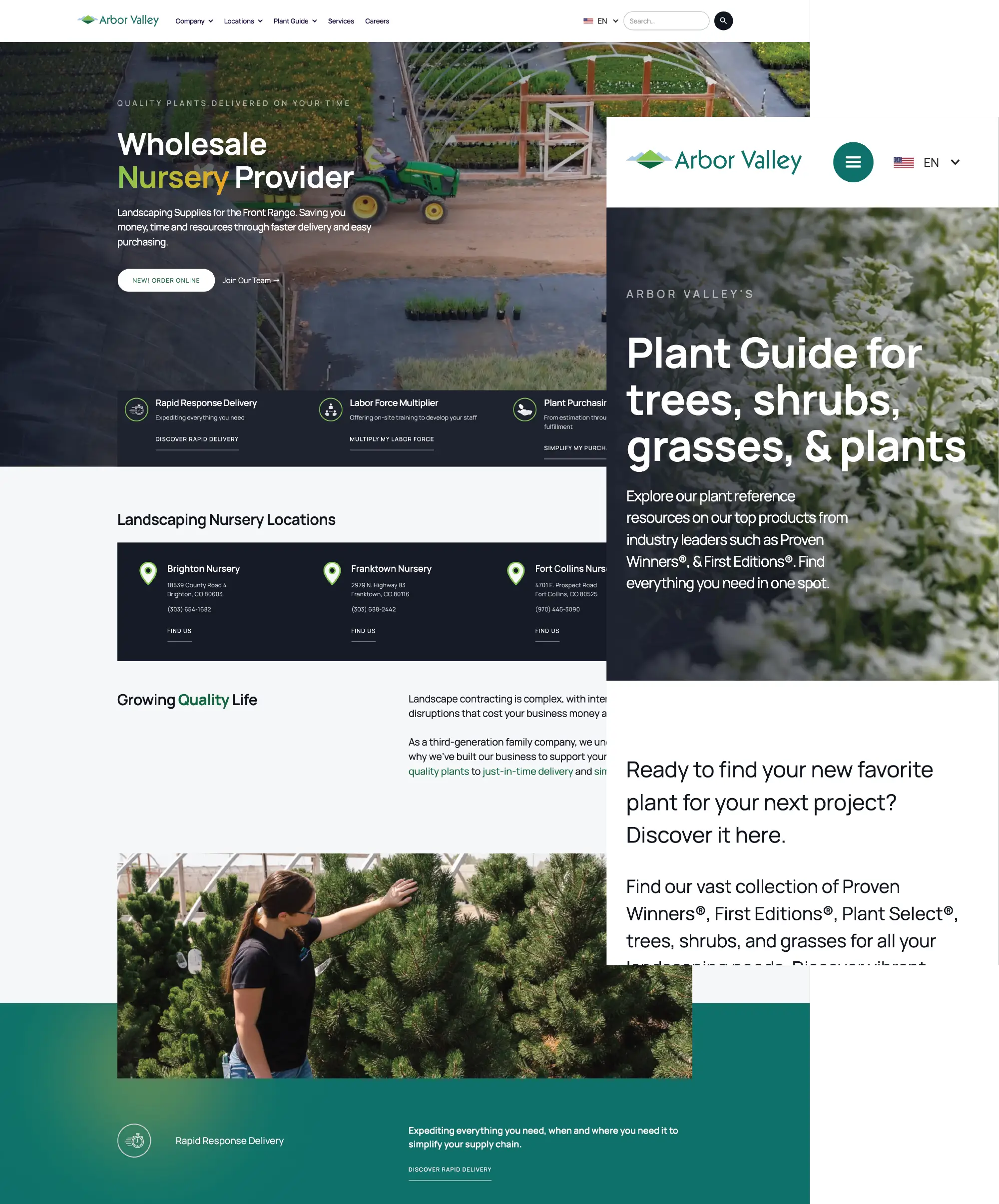 Homepage screenshots of AVN's website on a desktop and phone