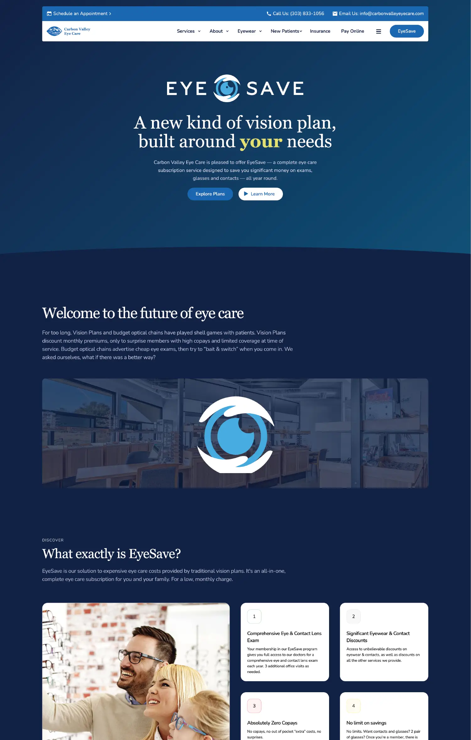 Screenshot of CVEC's EyeSave page