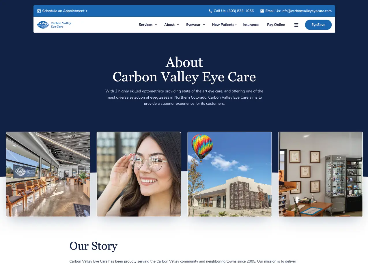 Screenshot of CVEC's About hero section