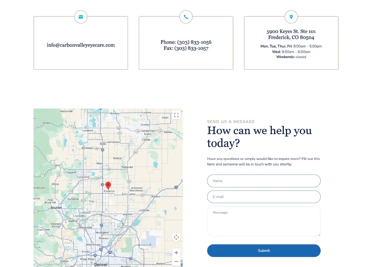 Contact page for CVEC