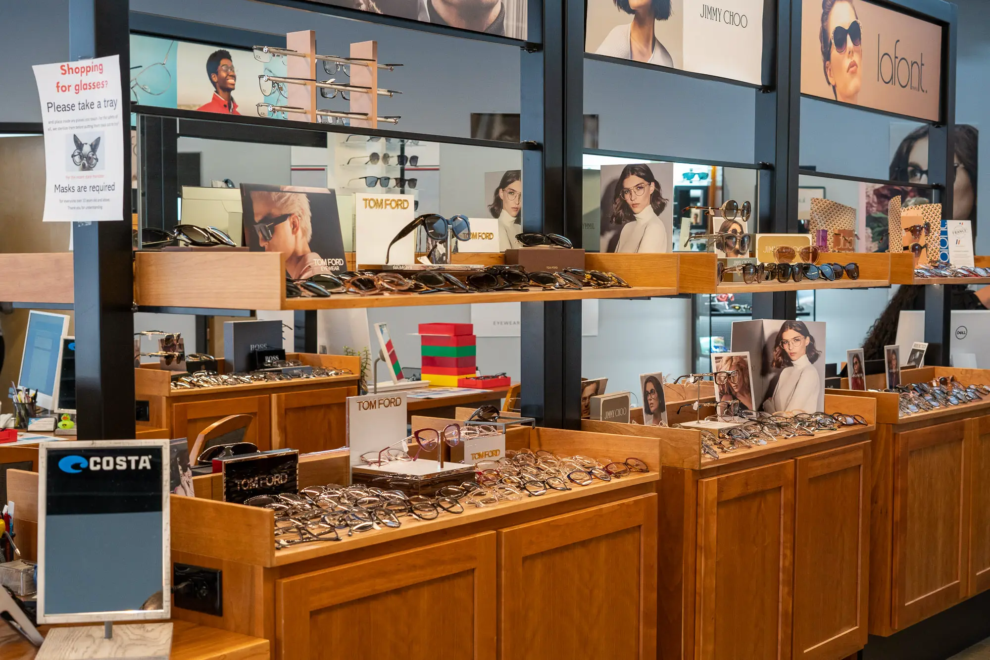 Showroom of eyeglasses in a optometrist office