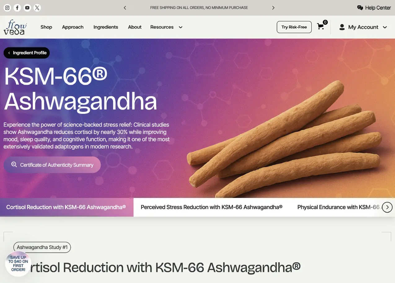 Custom-generated ingredient icons on Flowveda's ingredients page