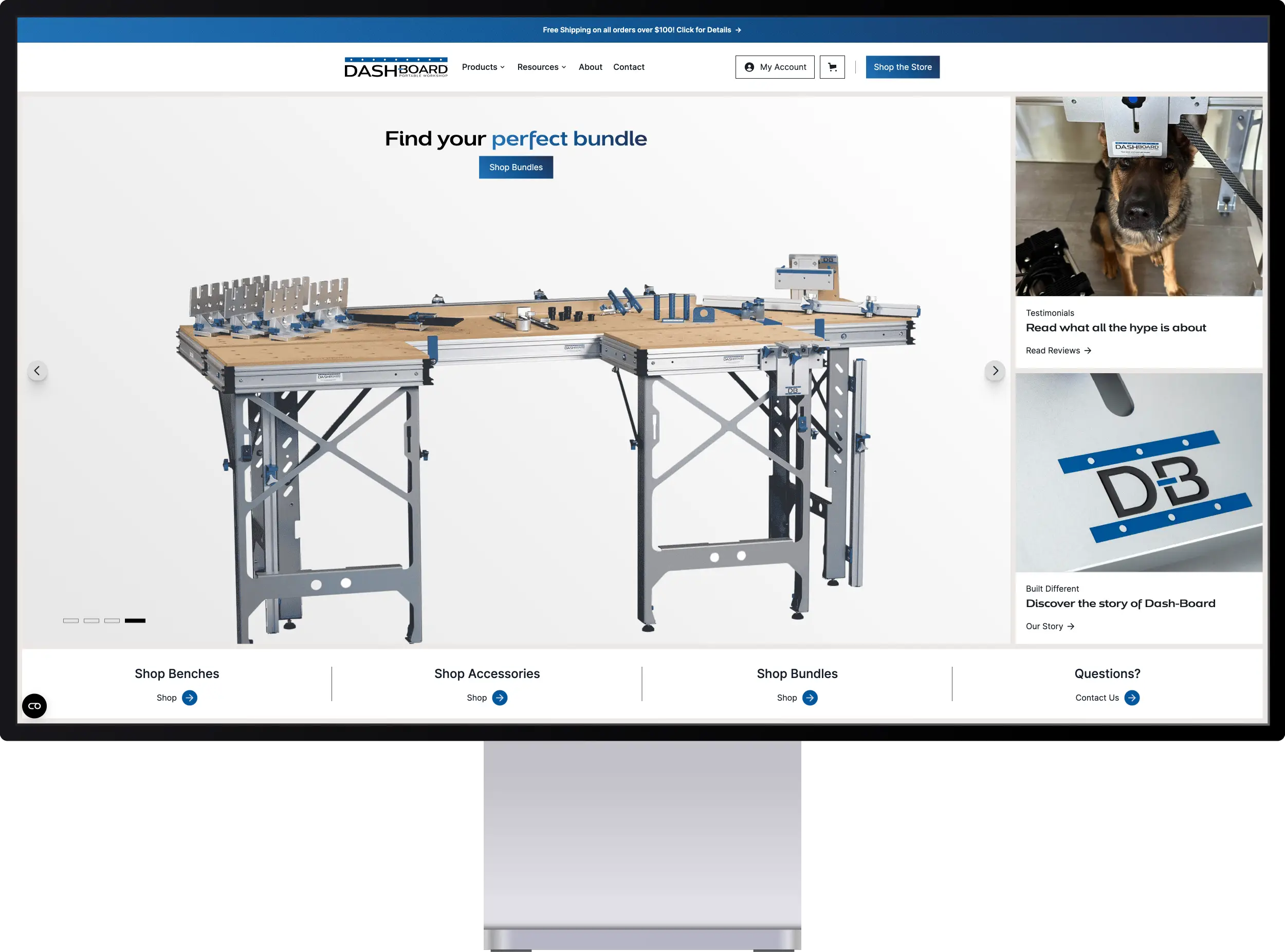 Mockup of homepage on a desktop