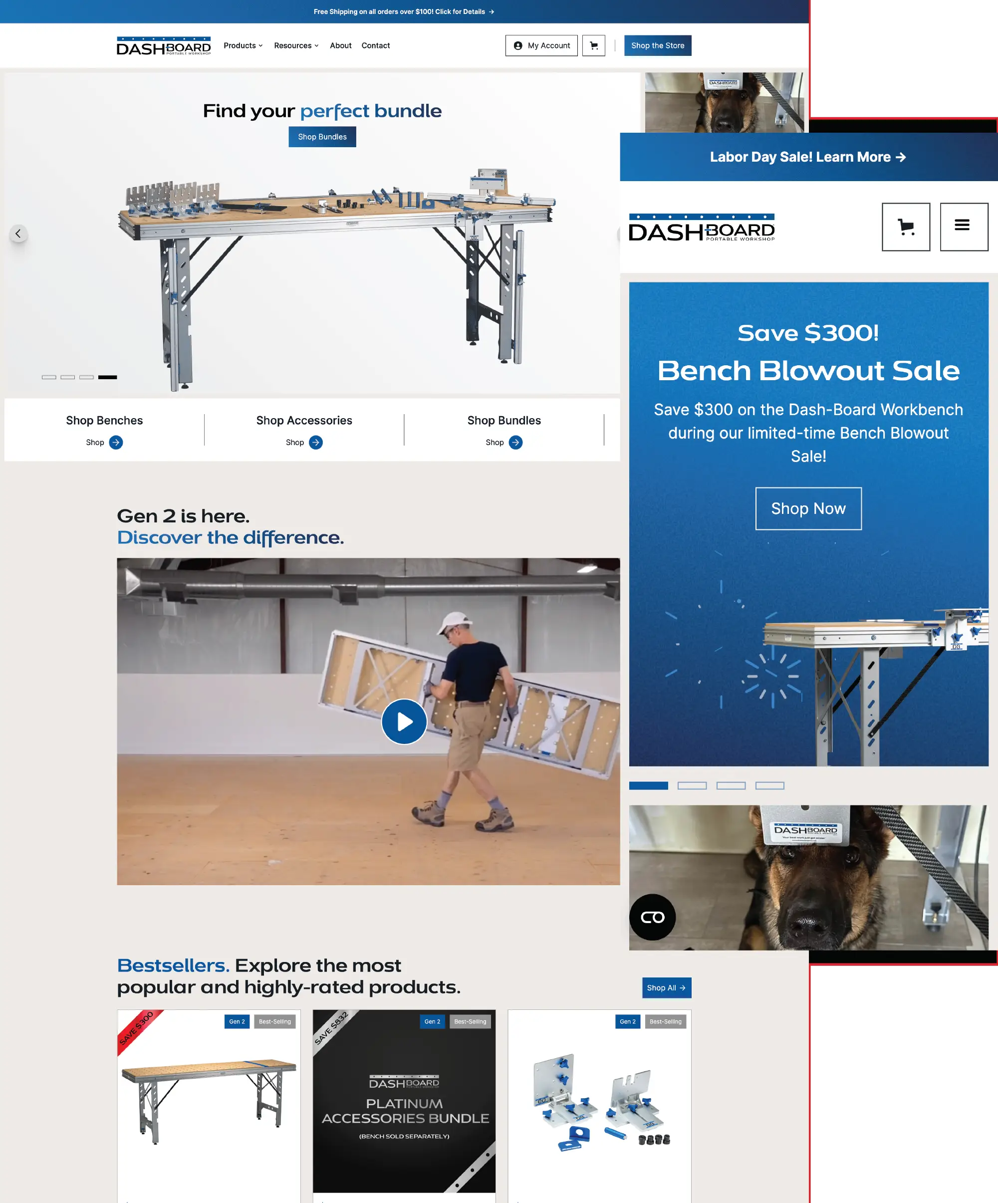 Desktop and mobile mockup of Dashboard's homepage