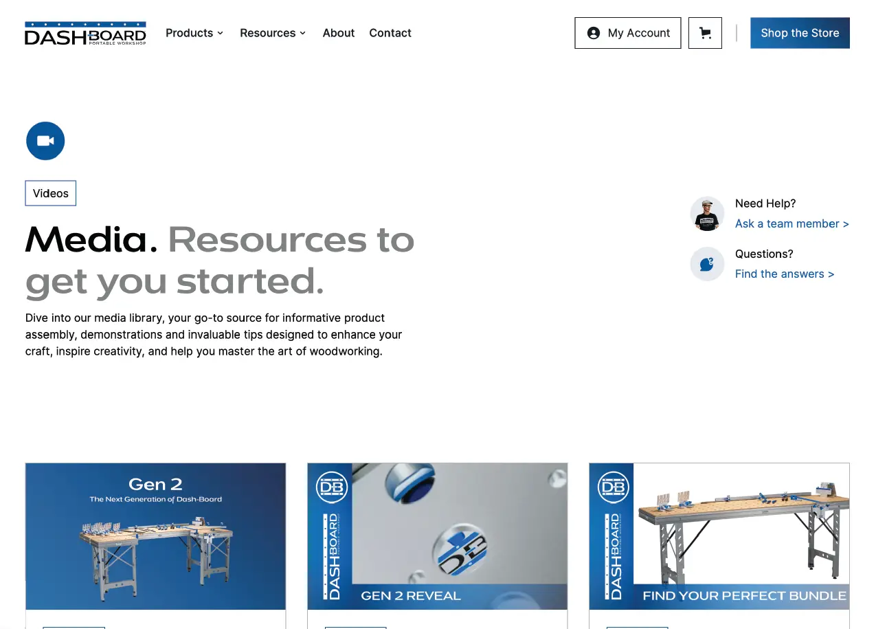 Hero section of Dashboard's video page