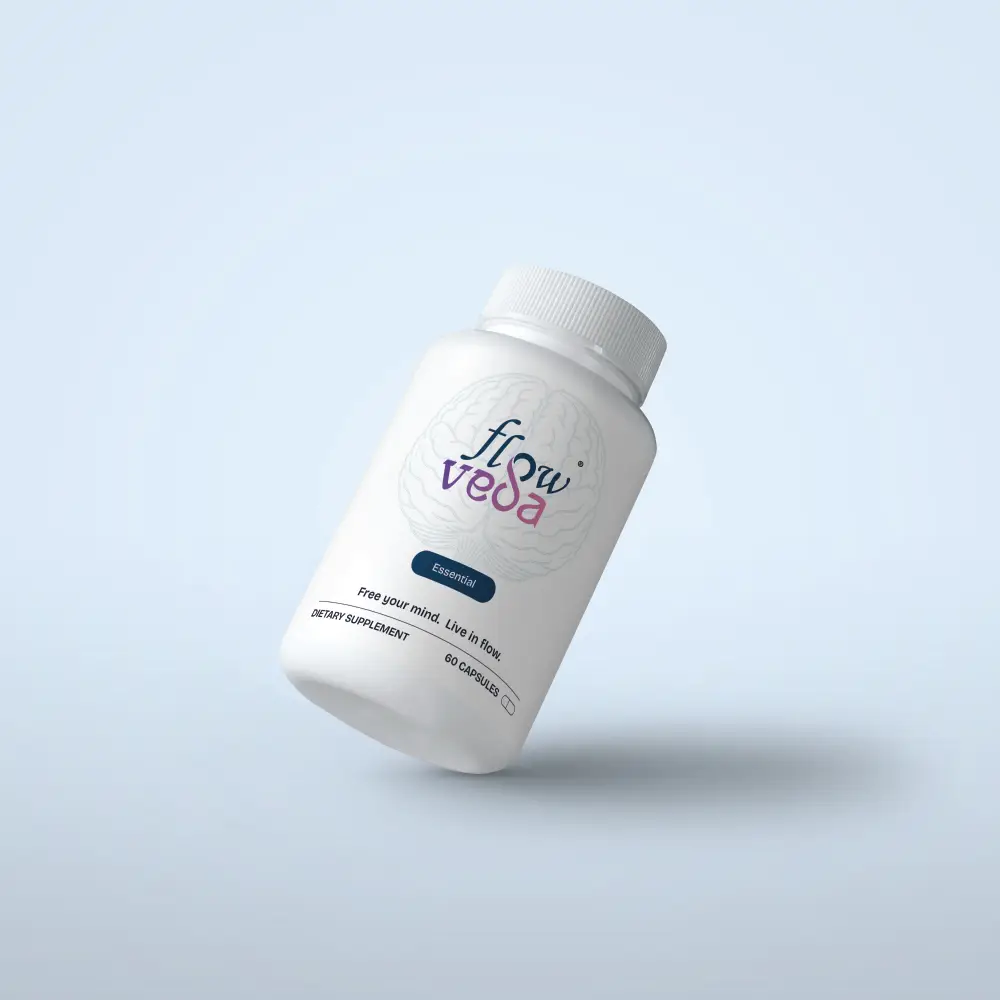 FlowVeda's essential product variant label design
