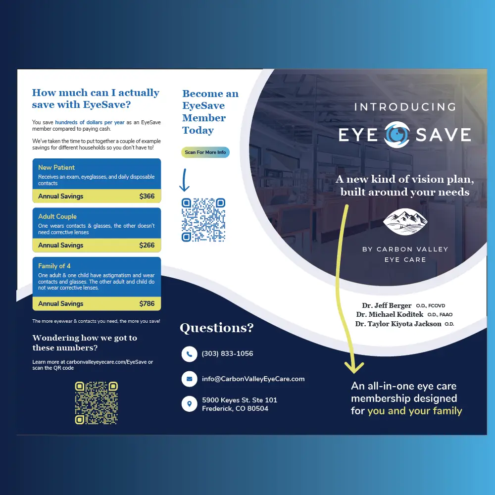 Mockup of EyeSave brochure