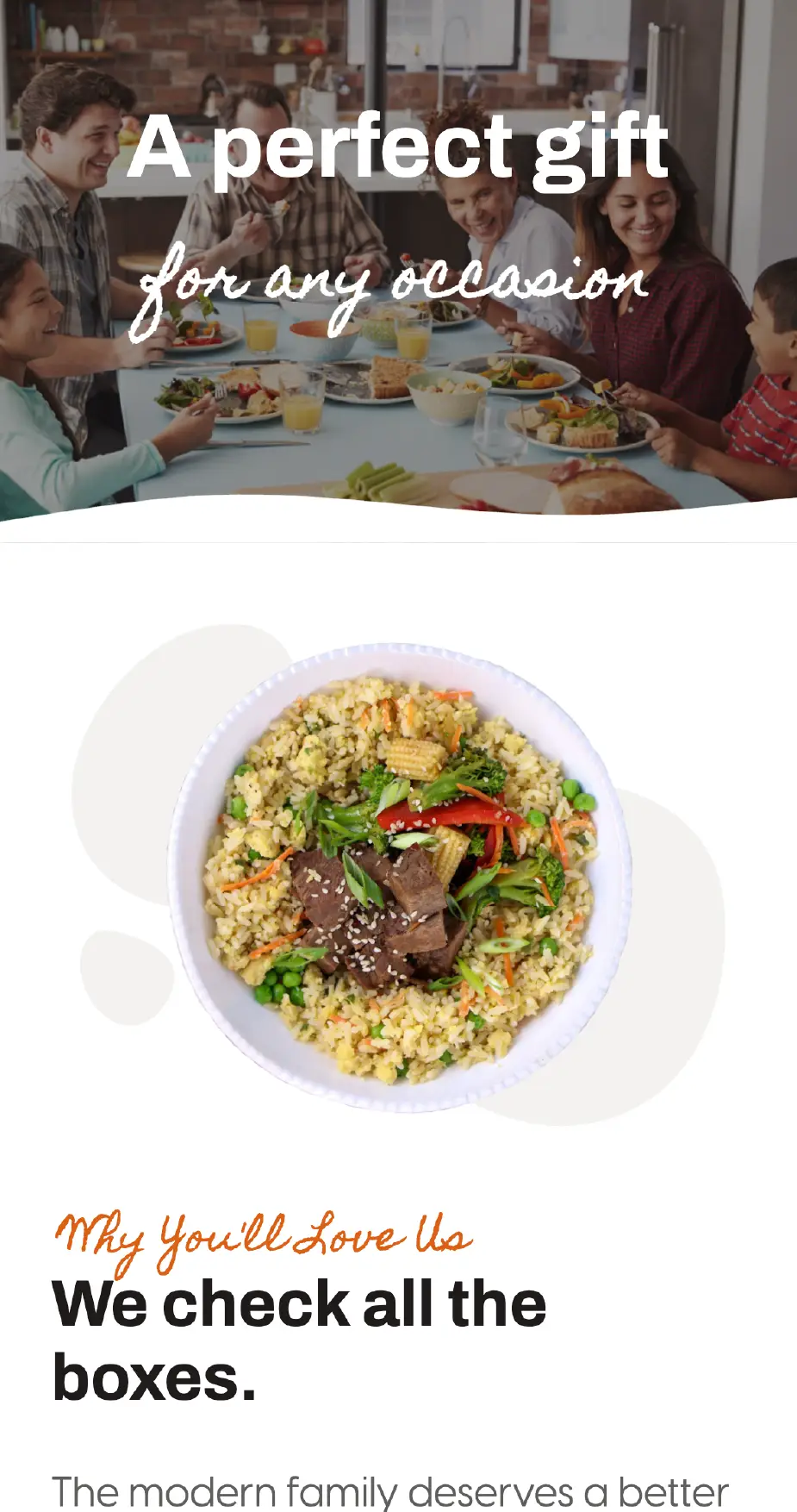 Section from Modern Plate's homepage