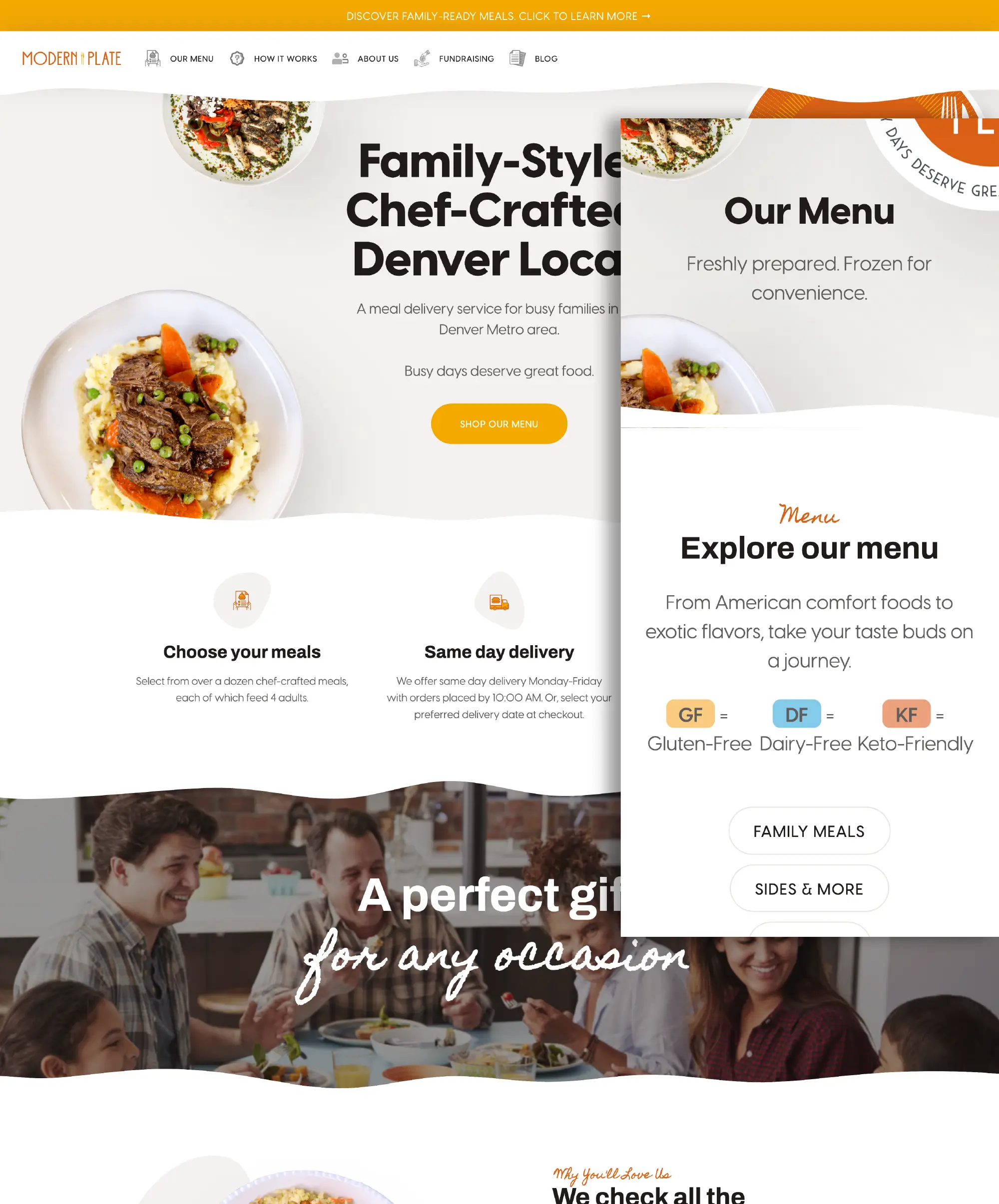 Desktop and mobile screenshot of Modern Plate's homepage