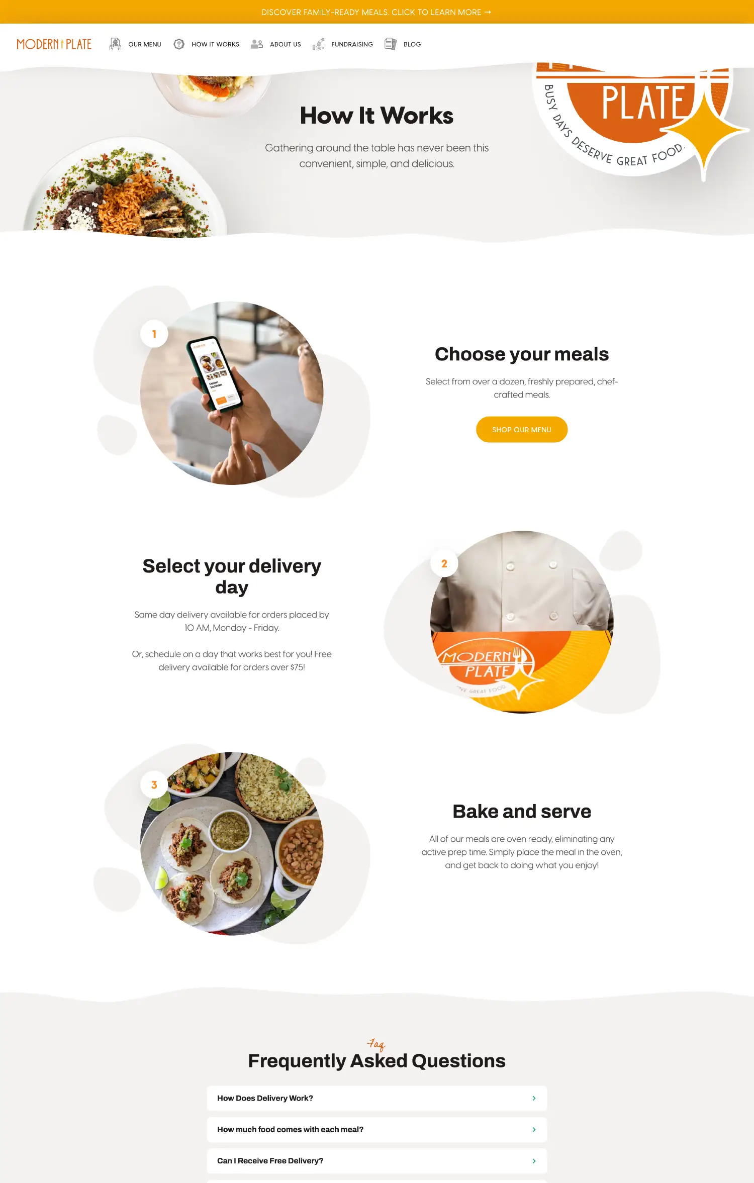Modern Plate's how it works section